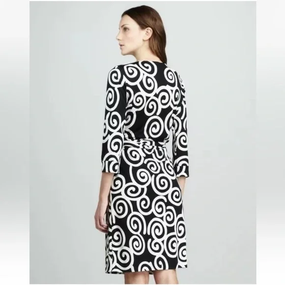 Julian Two Dvf Julian Dress DVF Diane Von Furstenberg NEW JULIAN TWO Silk  Jersey Wrap Dress Swirl Black Sz